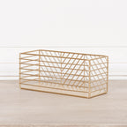 Gold Painted Rectangular Metal Storage Basket