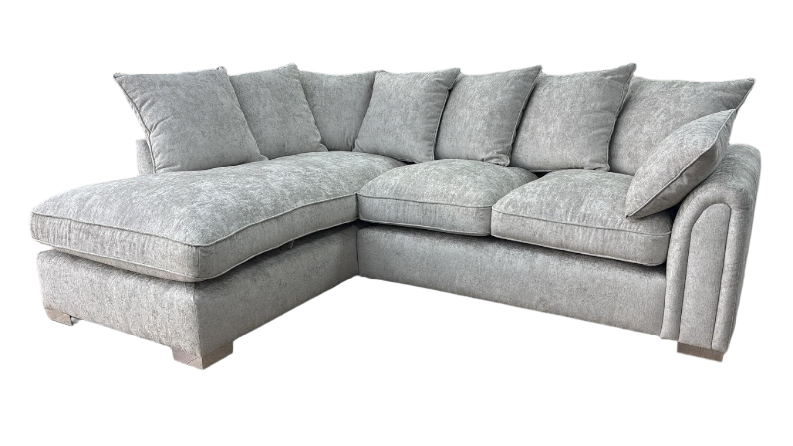 Chiswick Left Hand Facing Sofa Silver With Footstool