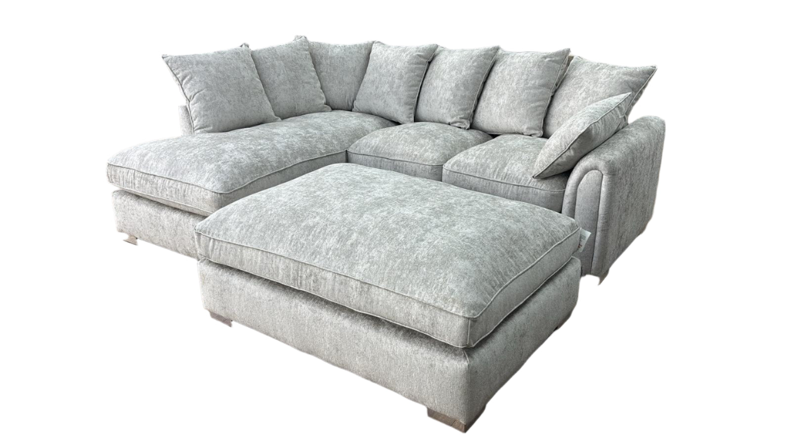 Chiswick Left Hand Facing Sofa Silver With Footstool