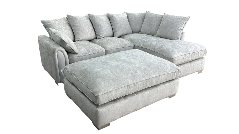 Chiswick Right Hand Facing Sofa Silver With Footstool