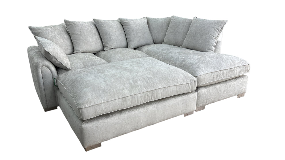 Chiswick Right Hand Facing Sofa Silver With Footstool