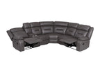 Novie Grey Leather Manual Large Corner Recliner With Console Unit