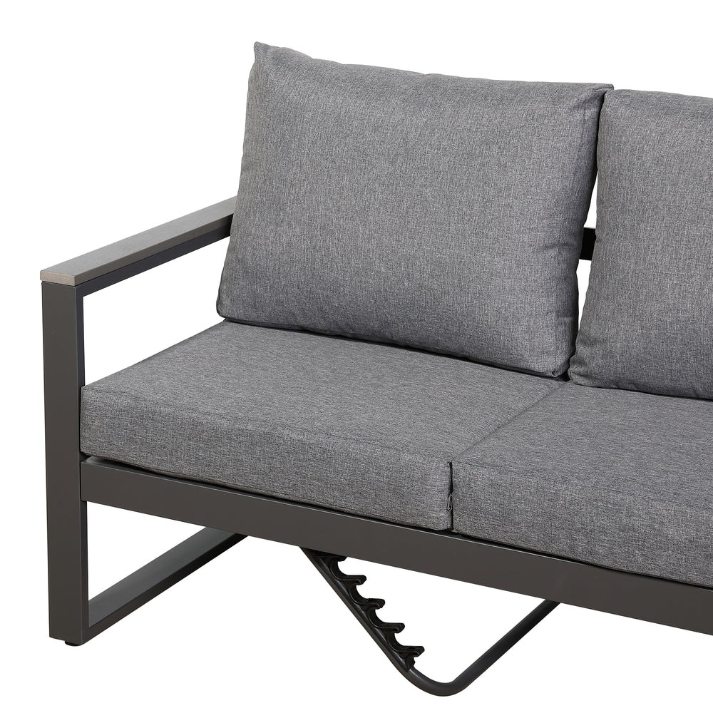Dune Range Large Sofa Set Charcoal Aluminium Frame With Grey Cushions