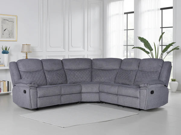 Myra Recliner Sofa Grey Fabric Large Corner