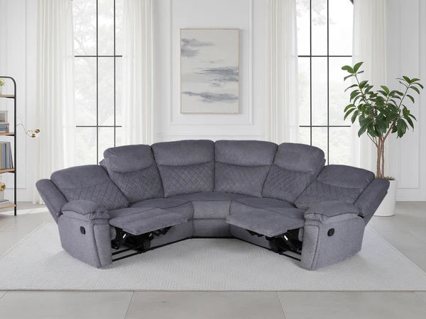 Myra Recliner Sofa Grey Fabric Large Corner