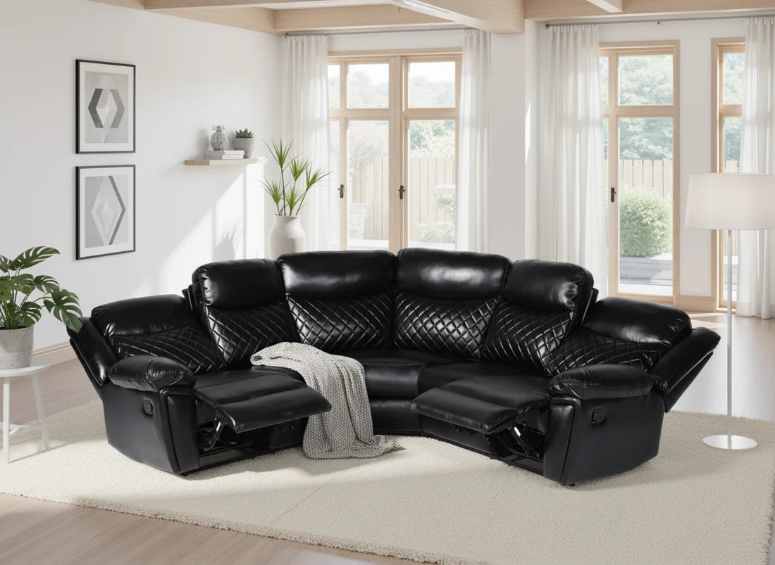 Myra Recliner Sofa Black Large Corner