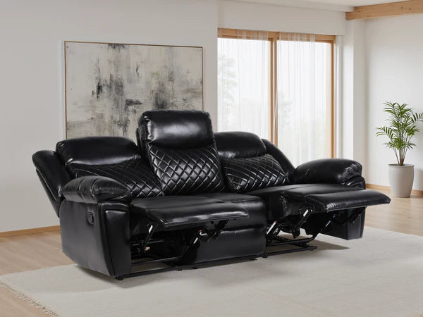 Myra 3 seater manual Recliner Sofa Black