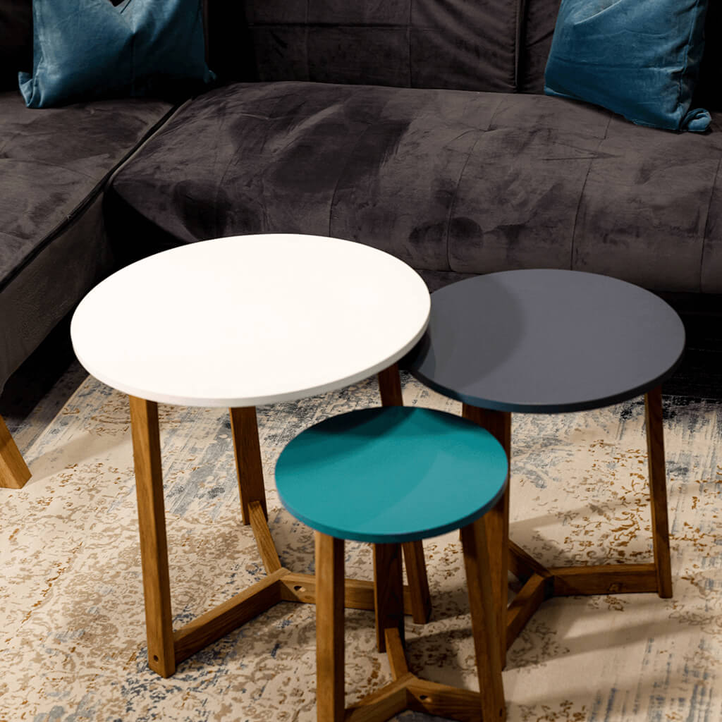 Jasper Nest Of Tables Solid Oak-Funky Coloured Tops