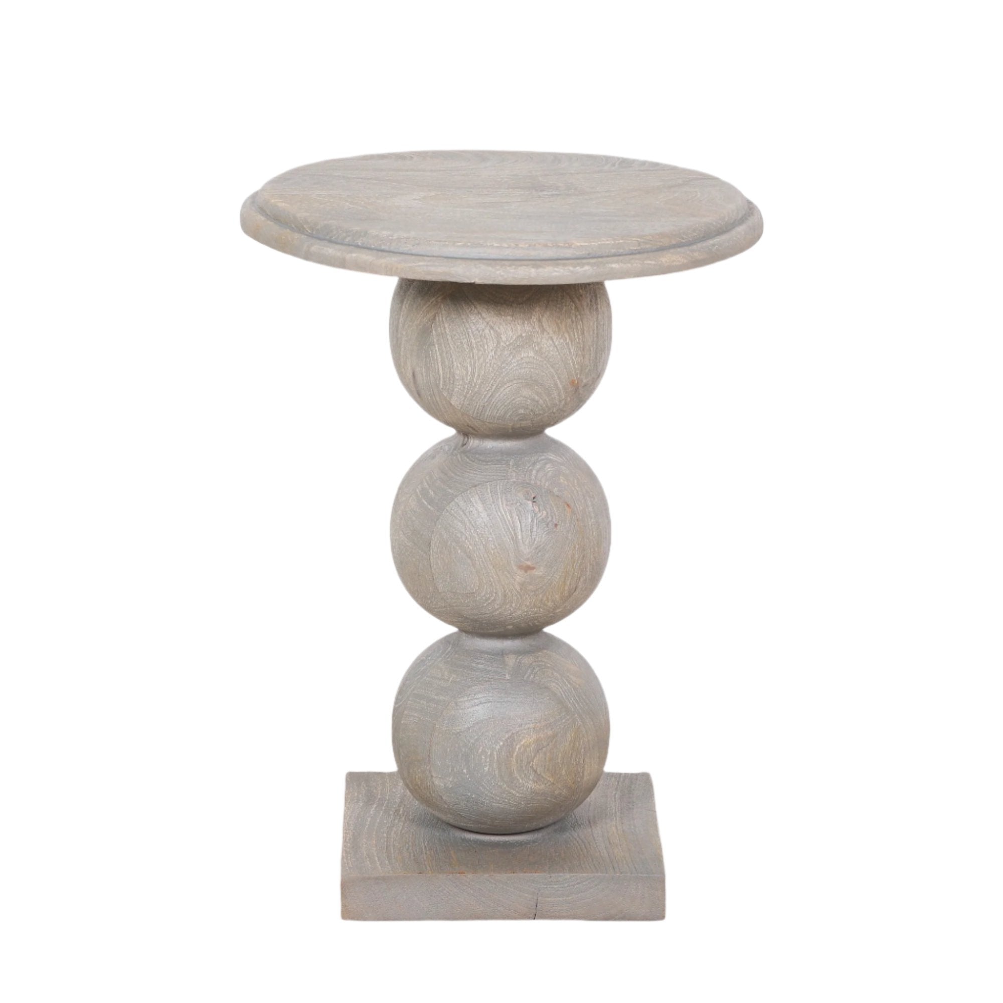 Rustic Wooden Stacked Ball Side Occasional Table
