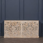 Wooden Ornate Carved Mirror Door Sideboard