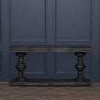 180cm Black Distressed Console Table with Drawers