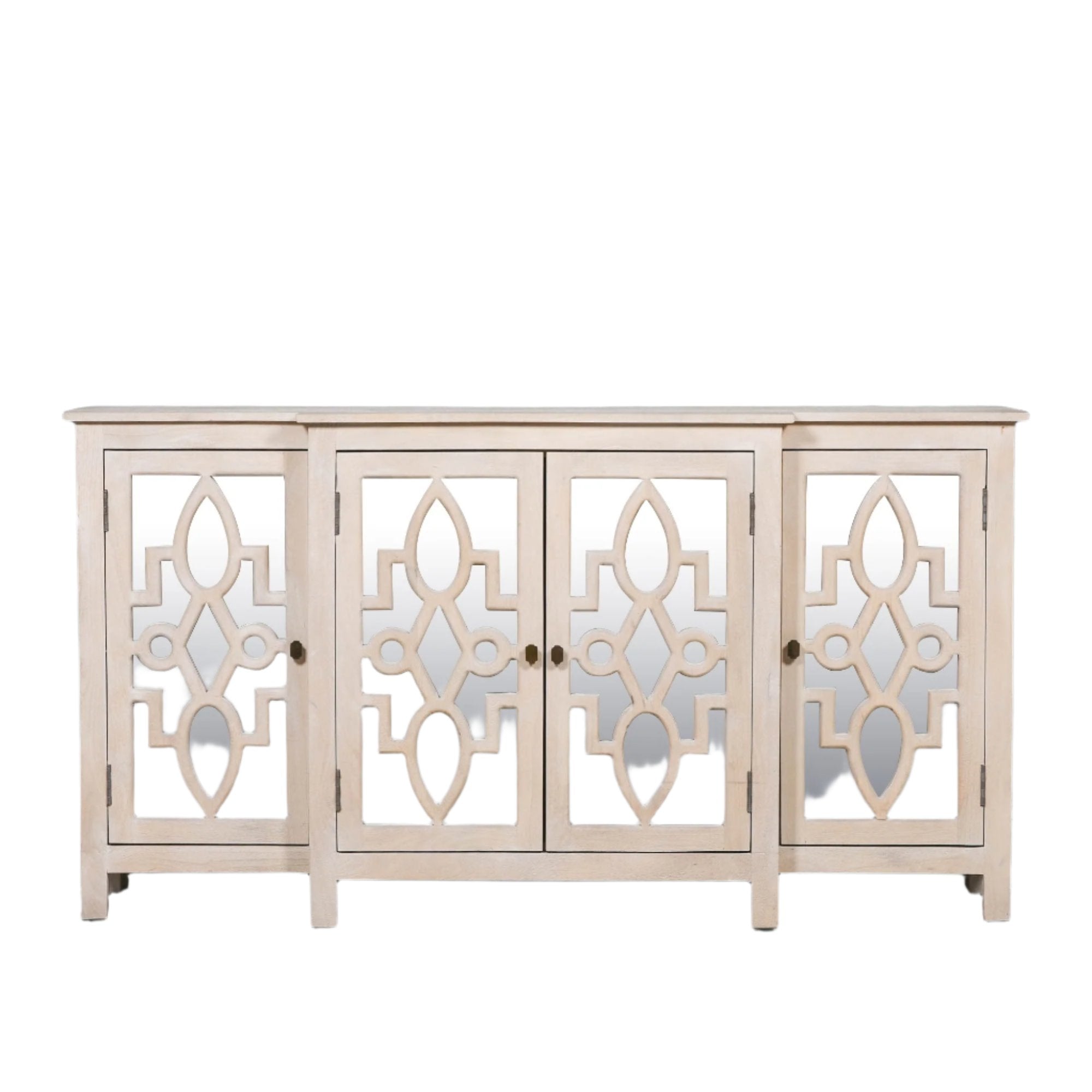 Wooden 4 Door Mirrored Breakfront Sideboard