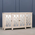 Wooden 4 Door Mirrored Breakfront Sideboard