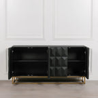 Black Wooden Diamond Pattern Sideboard