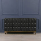 Black Wooden Diamond Pattern Sideboard