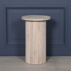 Ribbed Blanchie Wooden Round Side Occasional Table