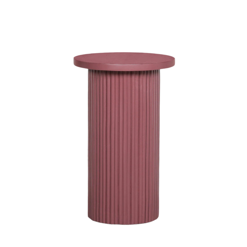 Ribbed Damson Round Side Occasional Table
