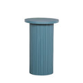 Ribbed Ocean Blue Round Side Occasional Table