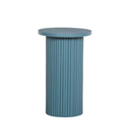 Ribbed Ocean Blue Round Side Occasional Table