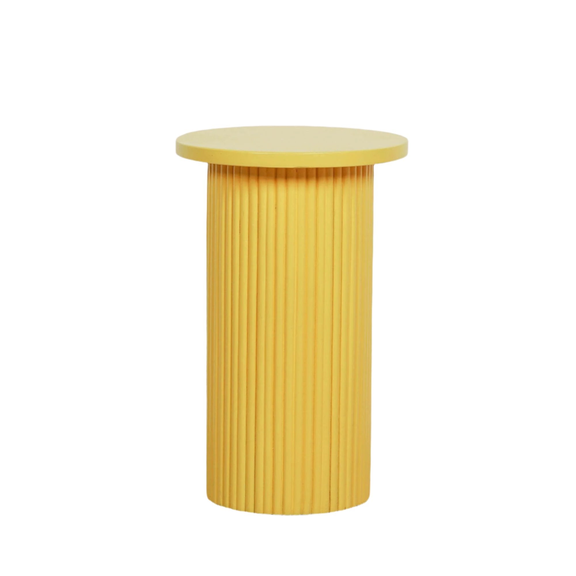 Ribbed Yellow Round Side Occasional Table