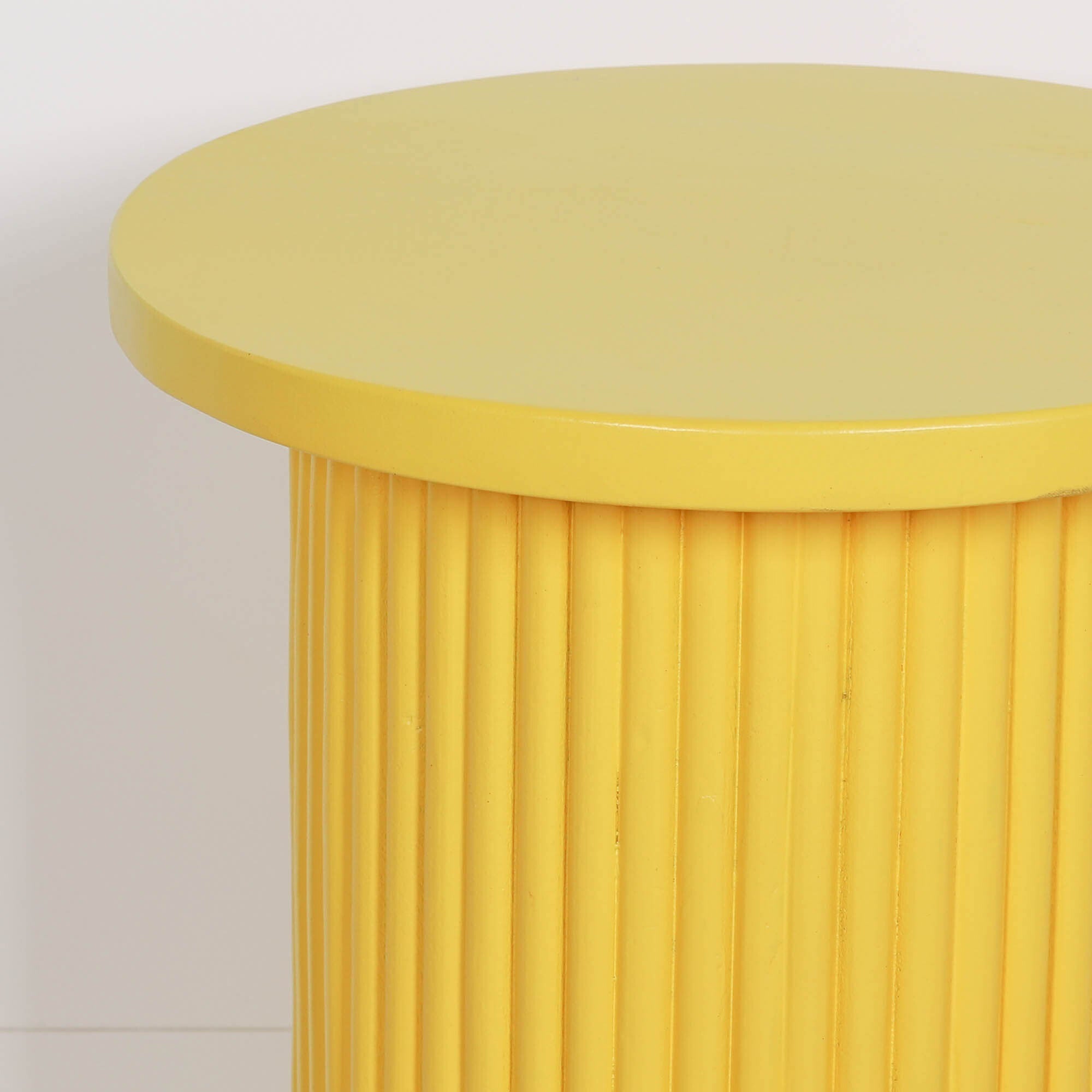 Ribbed Yellow Round Side Occasional Table