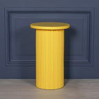 Ribbed Yellow Round Side Occasional Table