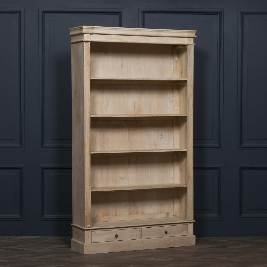 Blanche Wooden Rustic Single Open Bookcase with Drawers