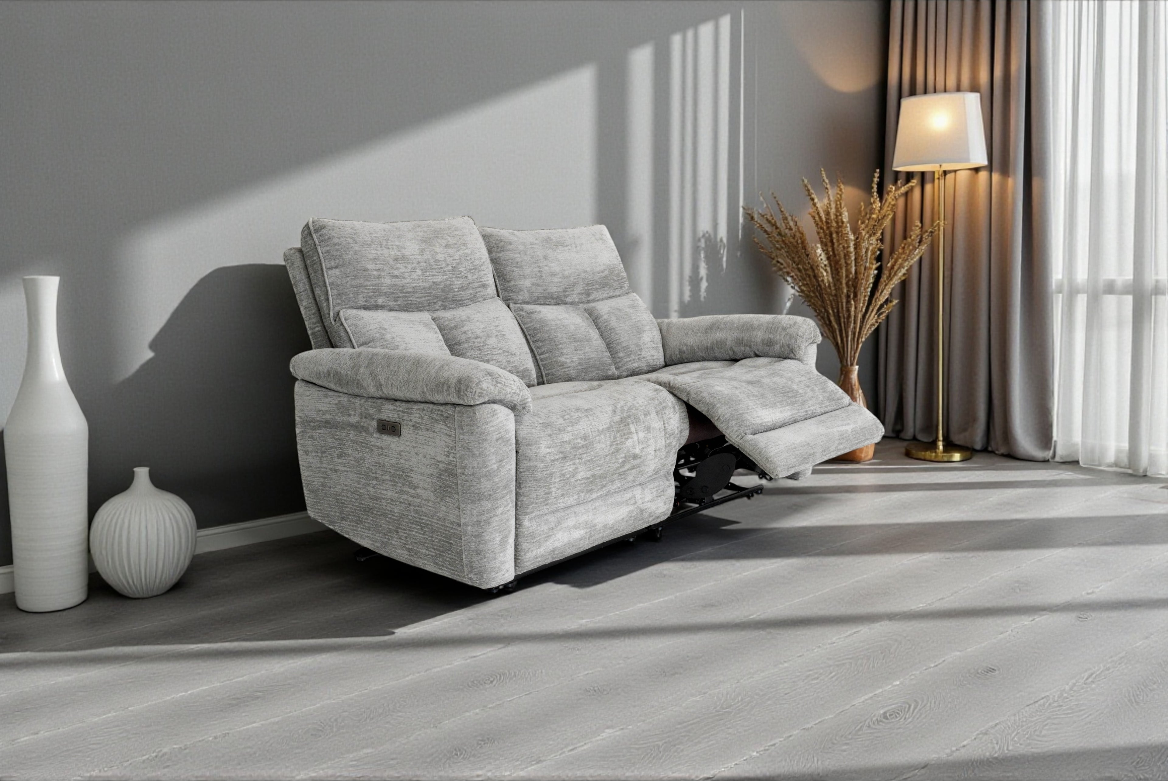 Klint Grez Lay-Z-Boy Style Fabric Power Recliner 3 Seater Sofa