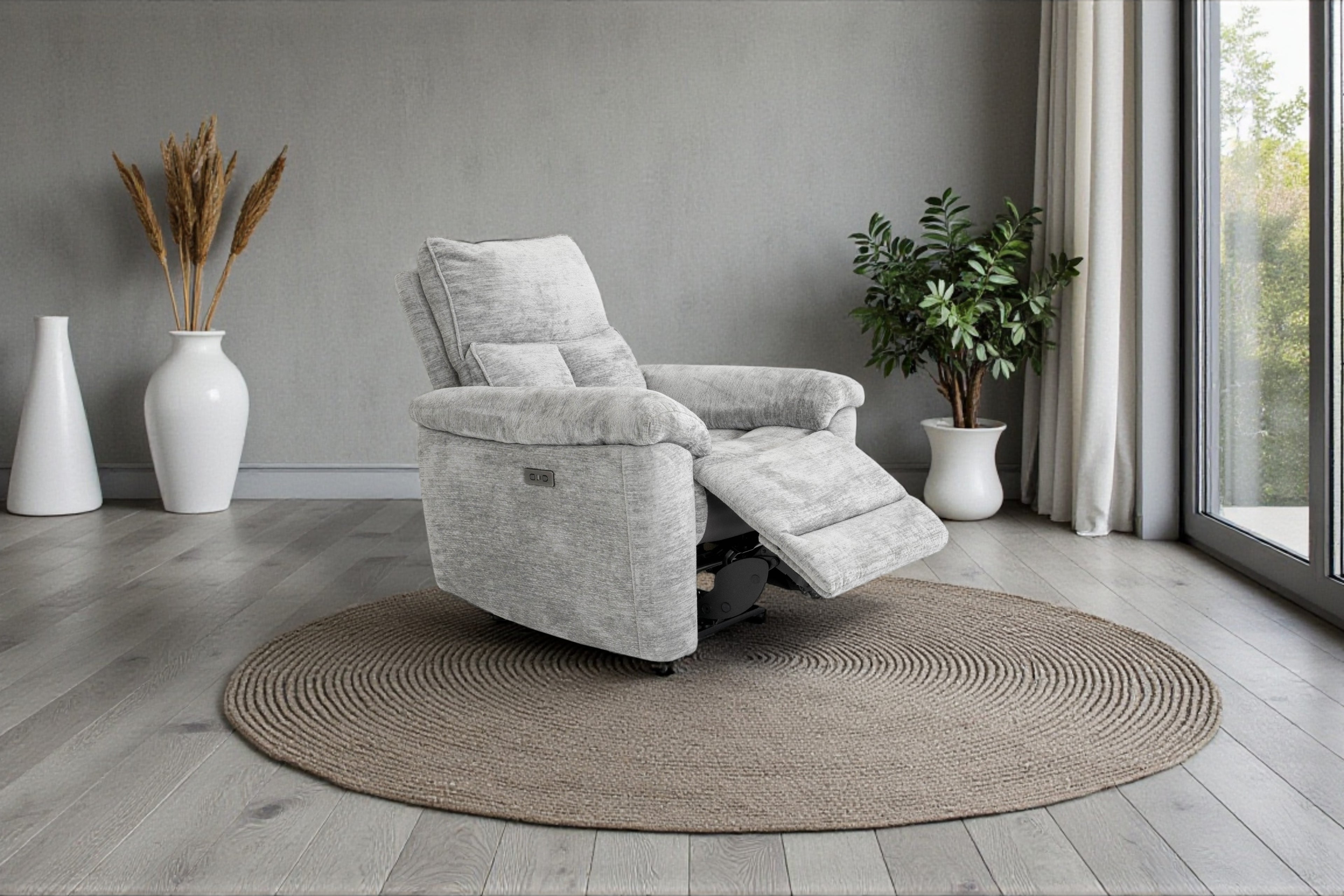 Klint Grez Lay-Z-Boy Style Fabric Power Recliner Armchair