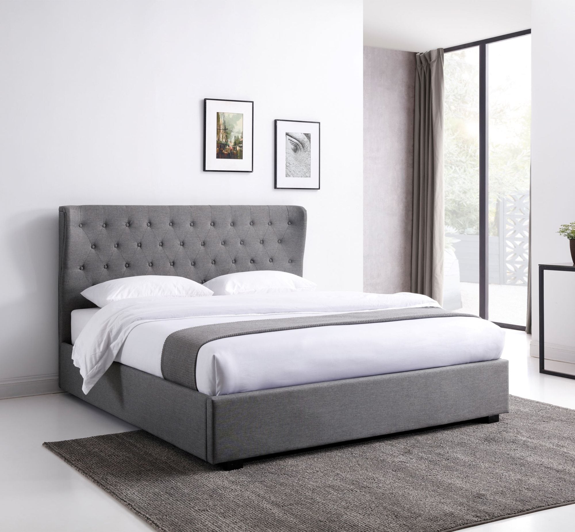 Grey King Size Kensington Ottoman Bed