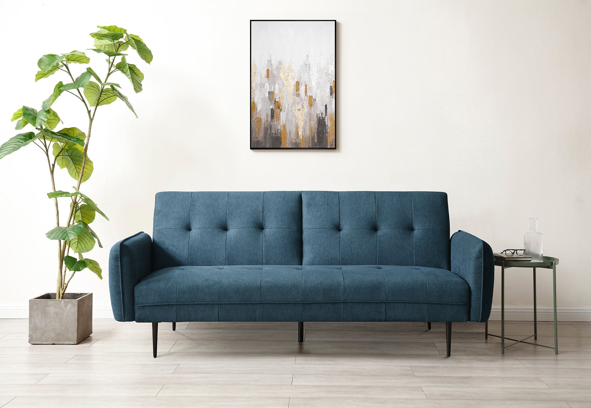 Themis Blue Soft Textured Weave Erik Sofa Bed