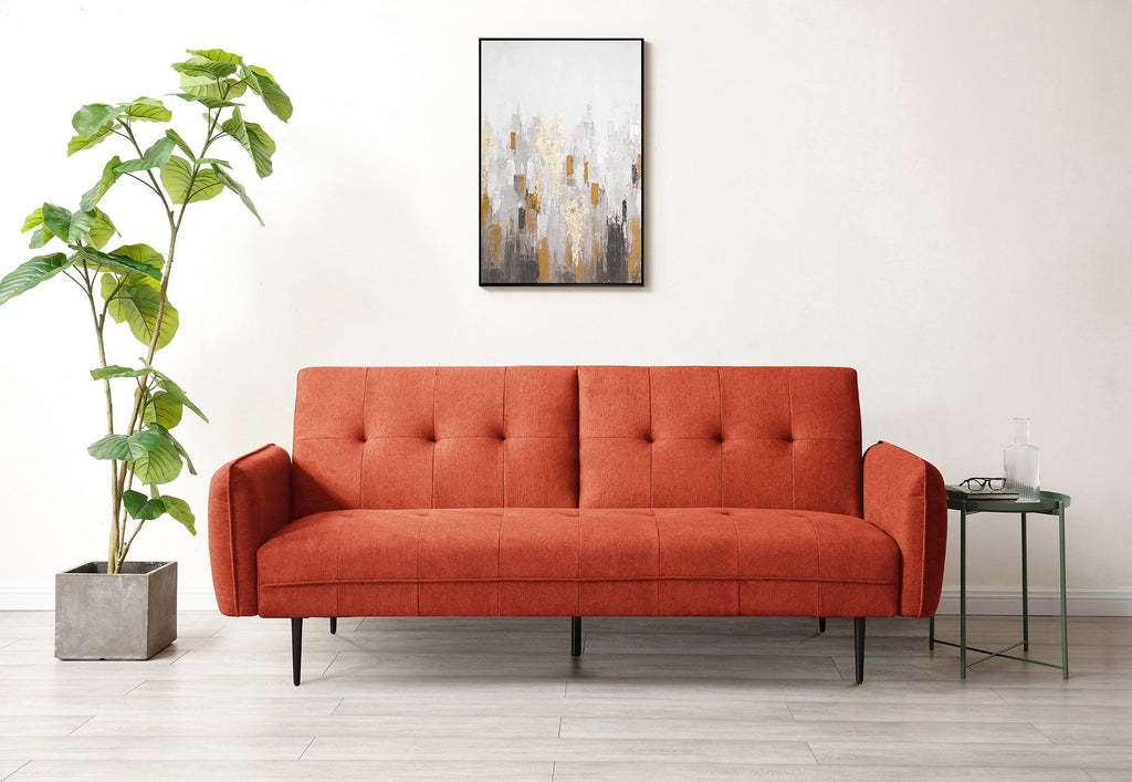 Themis Orange Soft Textured Weave Erik Sofa Bed