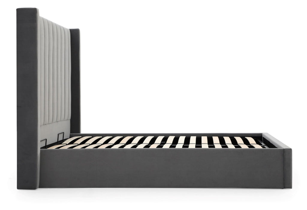 Athena Grey Velvet Super King Emerson Multi-Lift Ottoman Bed