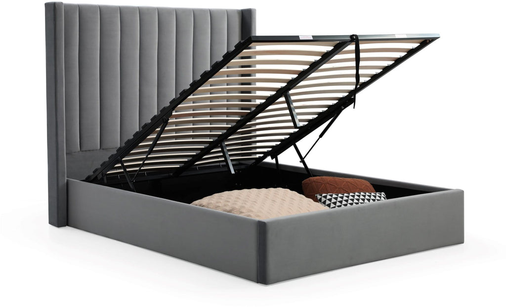 Athena Grey Velvet Super King Emerson Multi-Lift Ottoman Bed