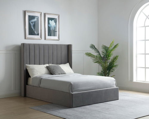 Athena Grey Velvet Super King Emerson Multi-Lift Ottoman Bed