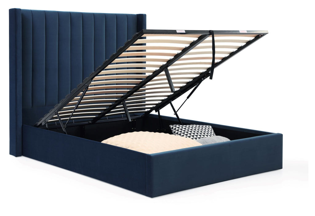 Athena Ink Velvet Super King Emerson Multi-Lift Ottoman Bed