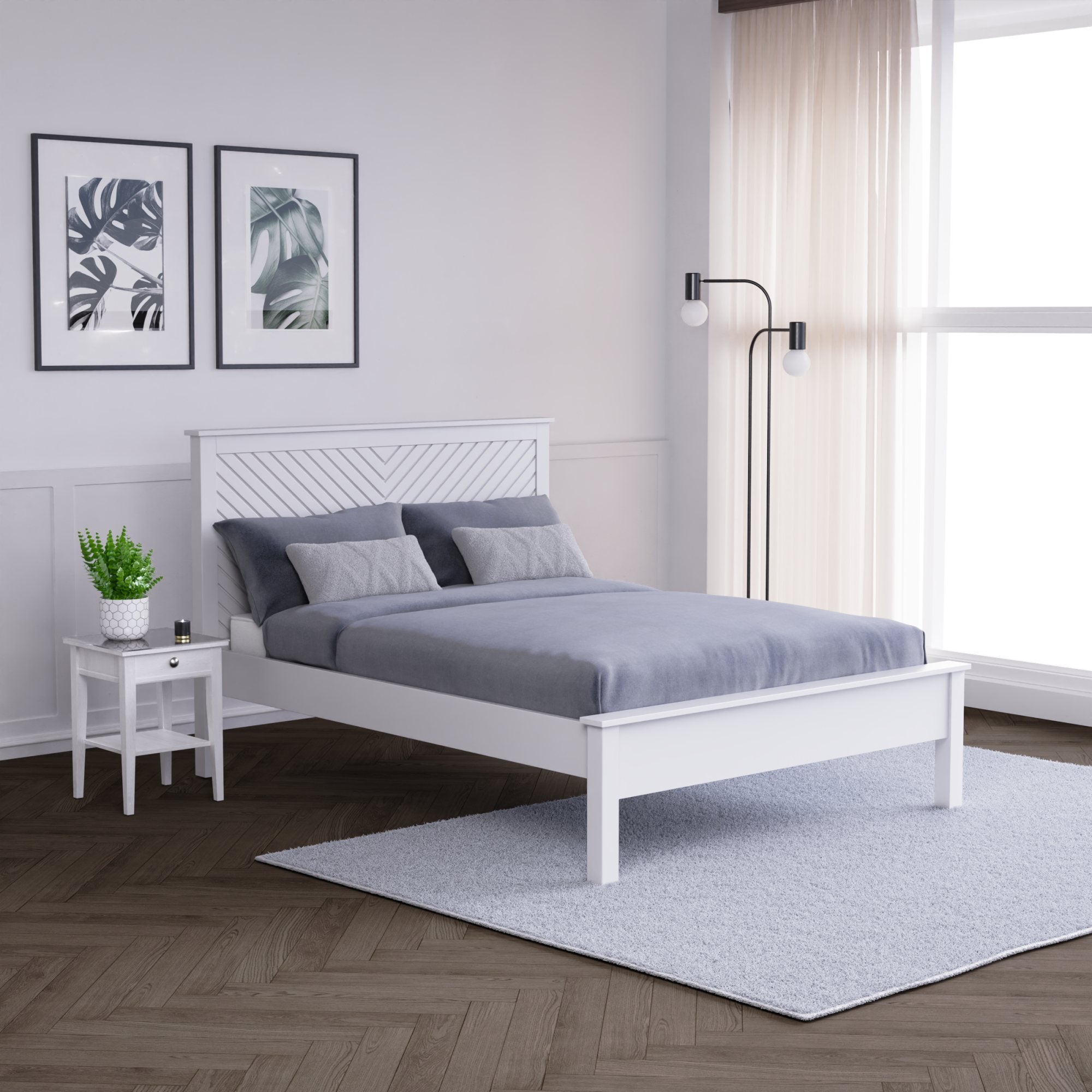 King Size Painted Shaker Chevron Bed