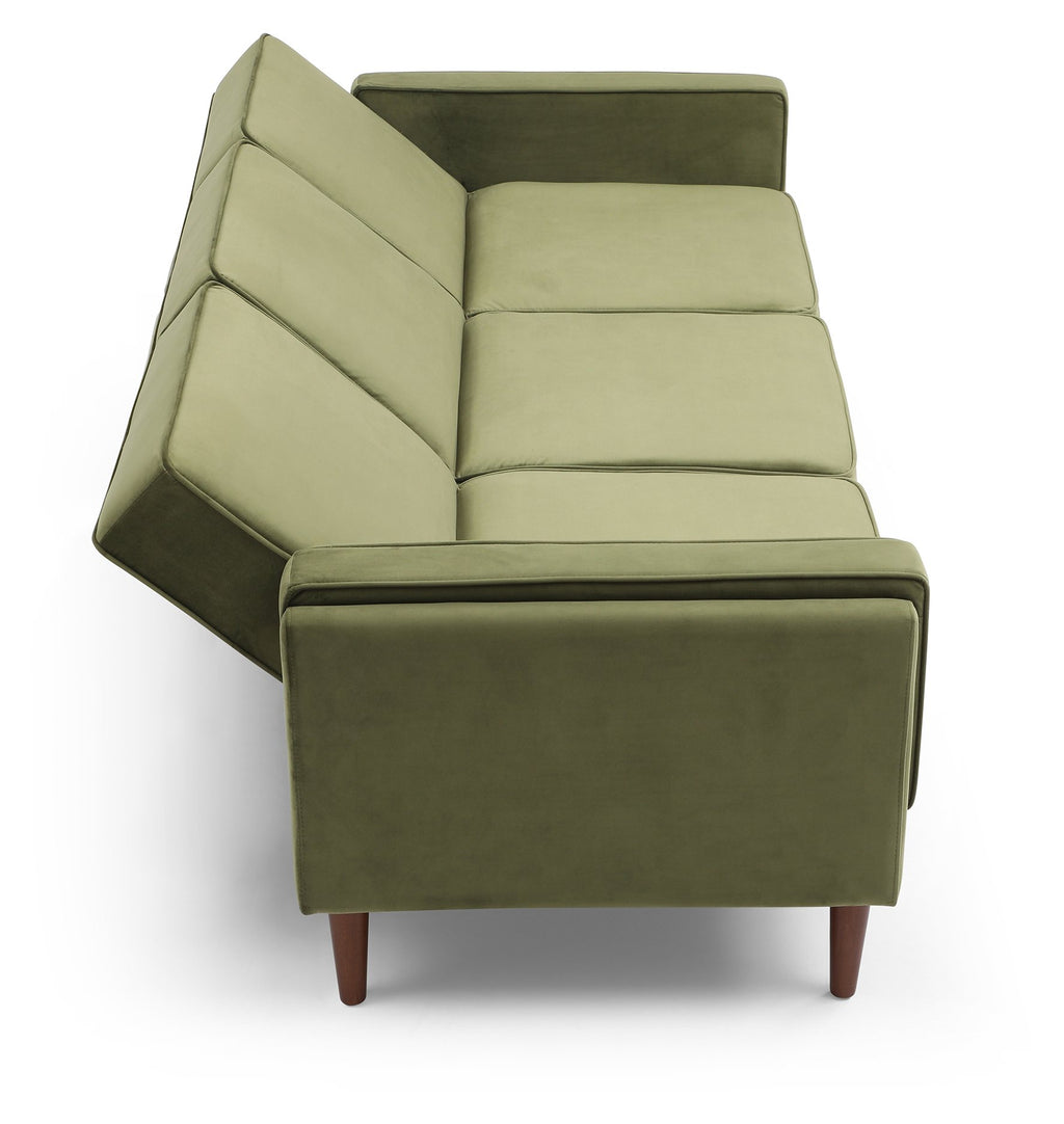 Athena Olive Green Velvet Paolo Sofa Bed