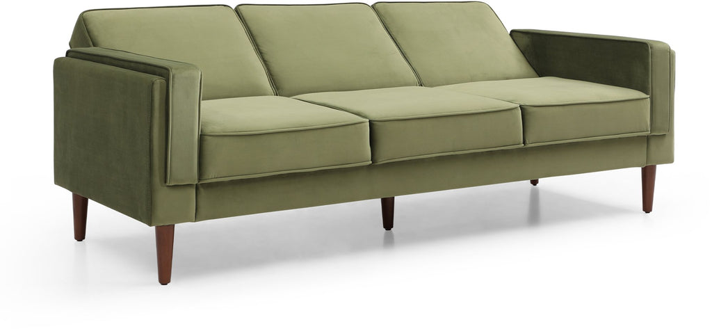 Athena Olive Green Velvet Paolo Sofa Bed