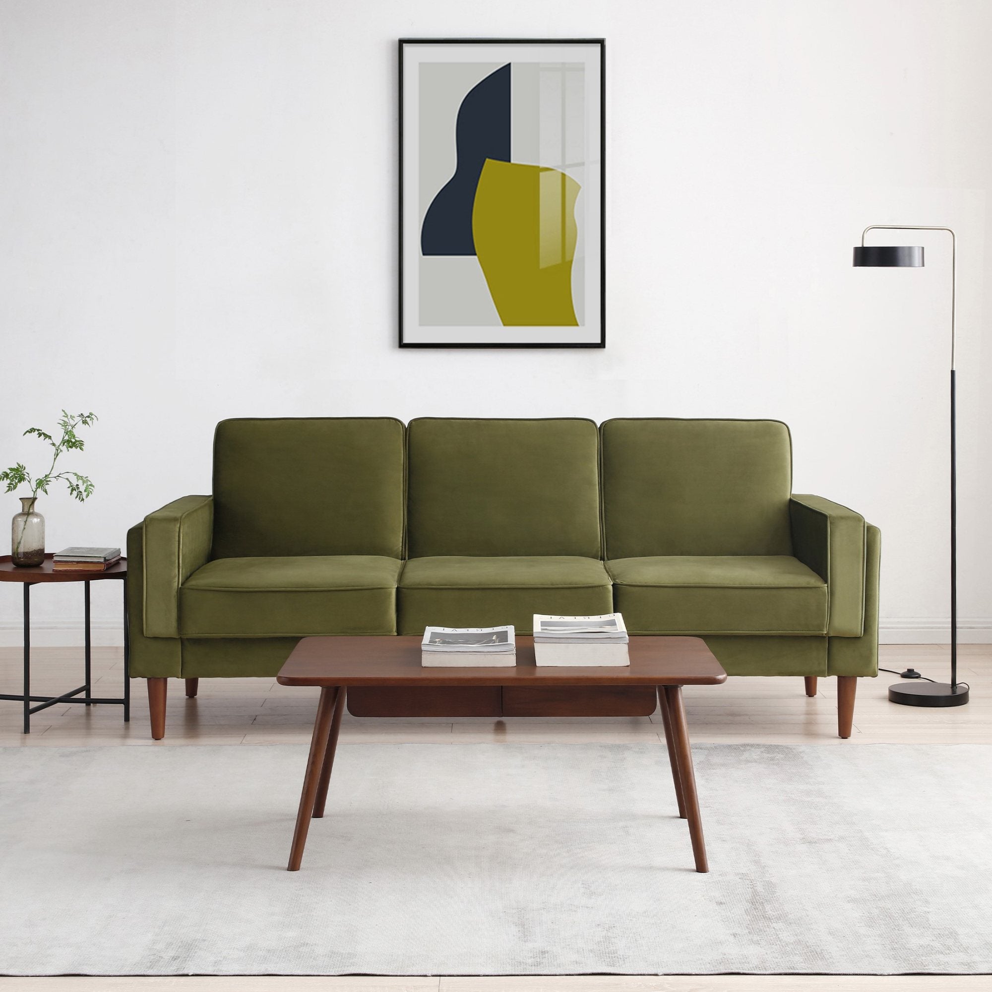 Athena Olive Green Velvet Paolo Sofa Bed