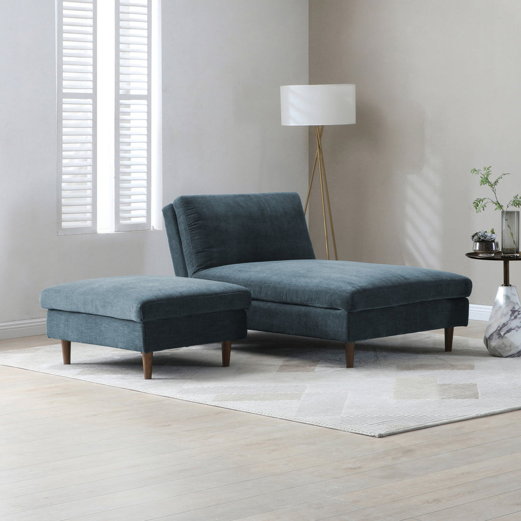 Eryx Navy Chenille Scott Chaise Sofa Bed