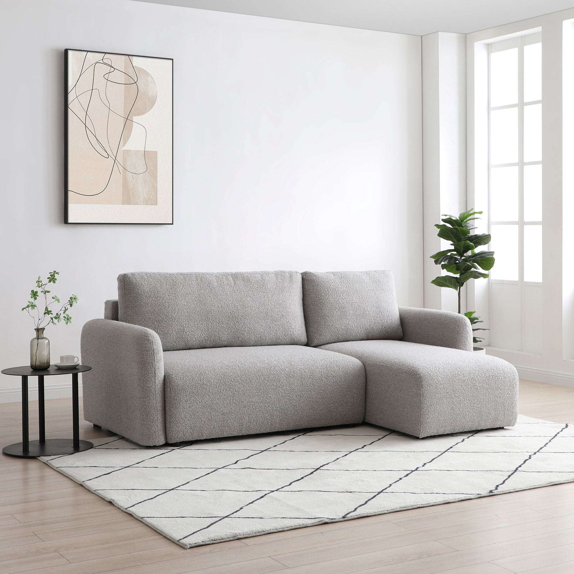 Mars Natural soft Boucle Cloud Corner Sofa Bed
