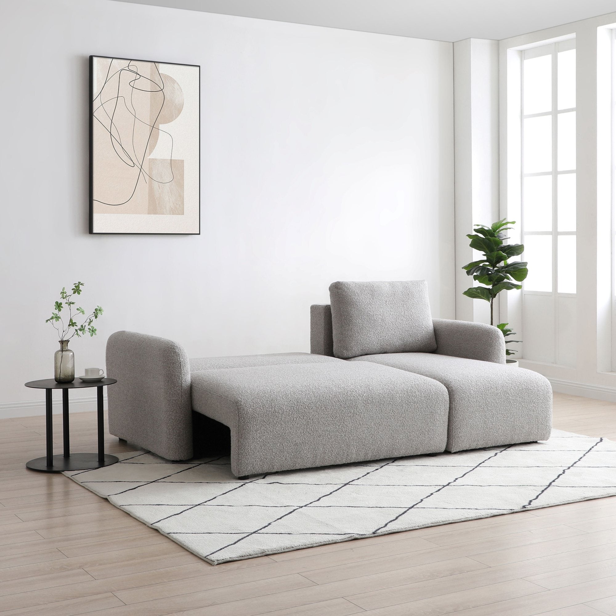 Mars Natural soft Boucle Cloud Corner Sofa Bed