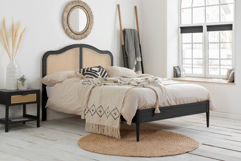 Leonie Rattan KIng Size Bed Black