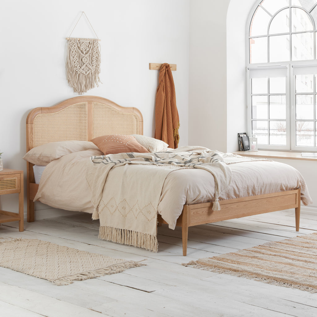 Leonie Rattan Super King Bed Oak