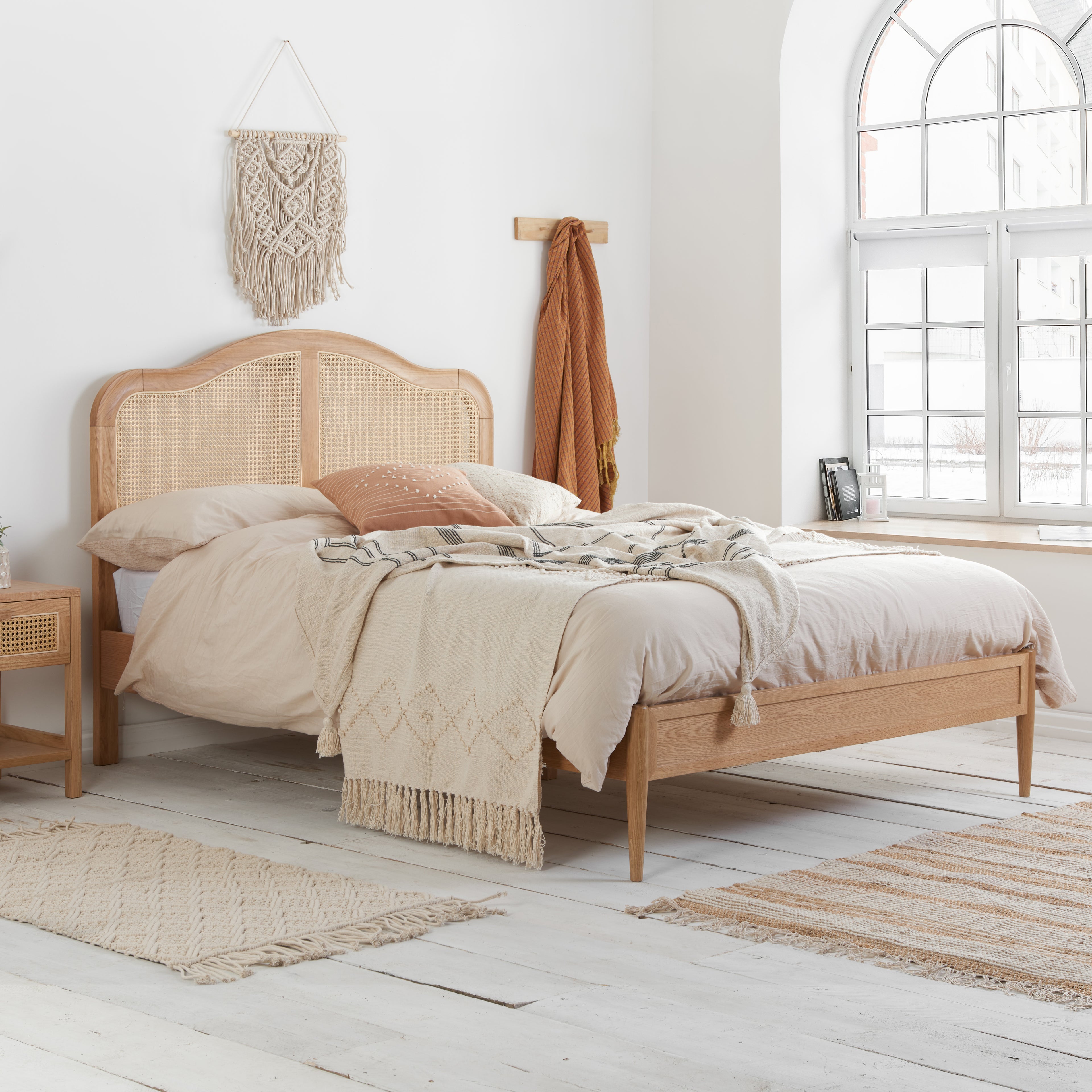 Leonie Rattan Super King Bed Oak