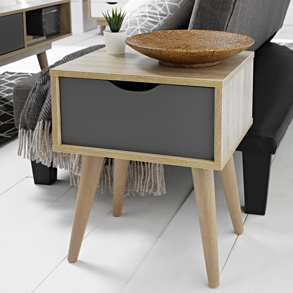 Scandi Oak Lamp Table Grey