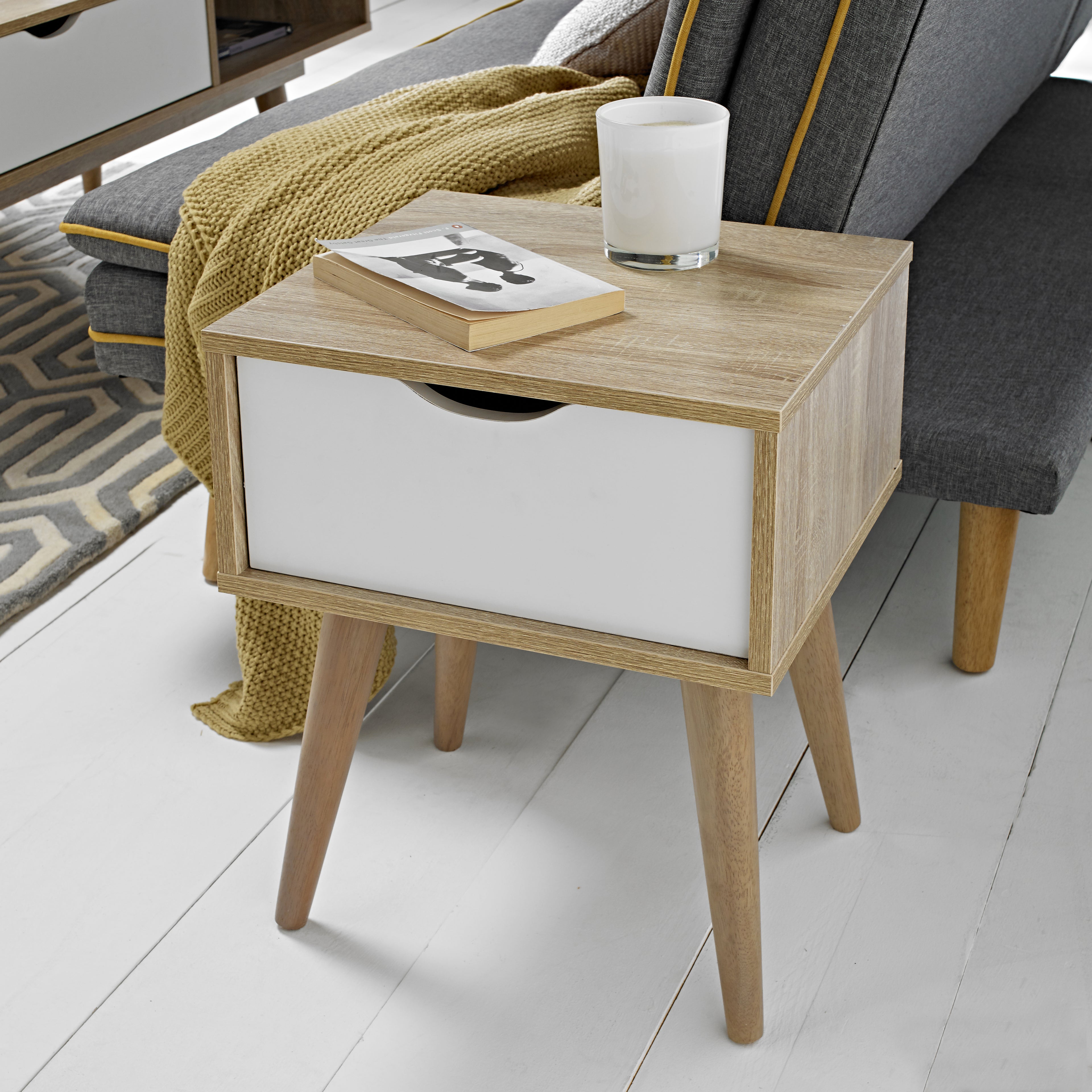 Scandi Oak Lamp Table White