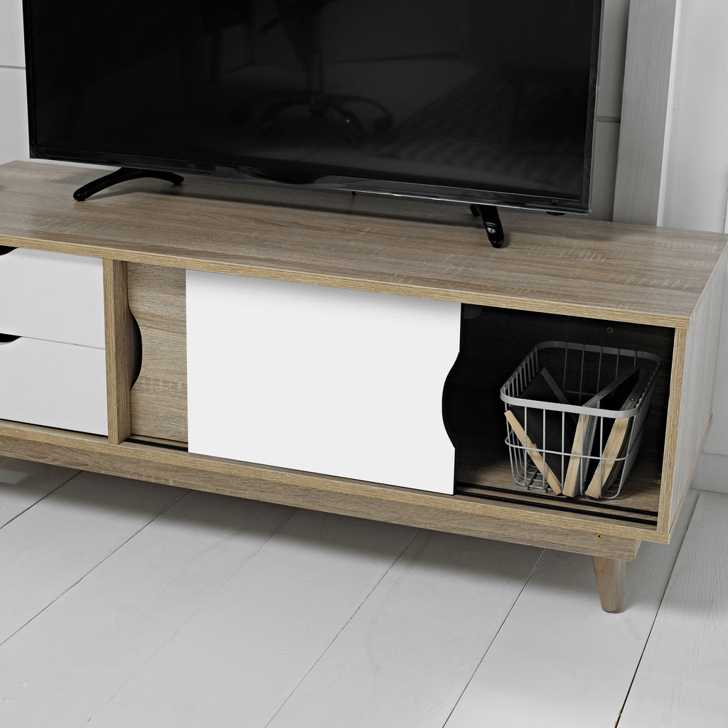 Scandi Oak TV Unit White