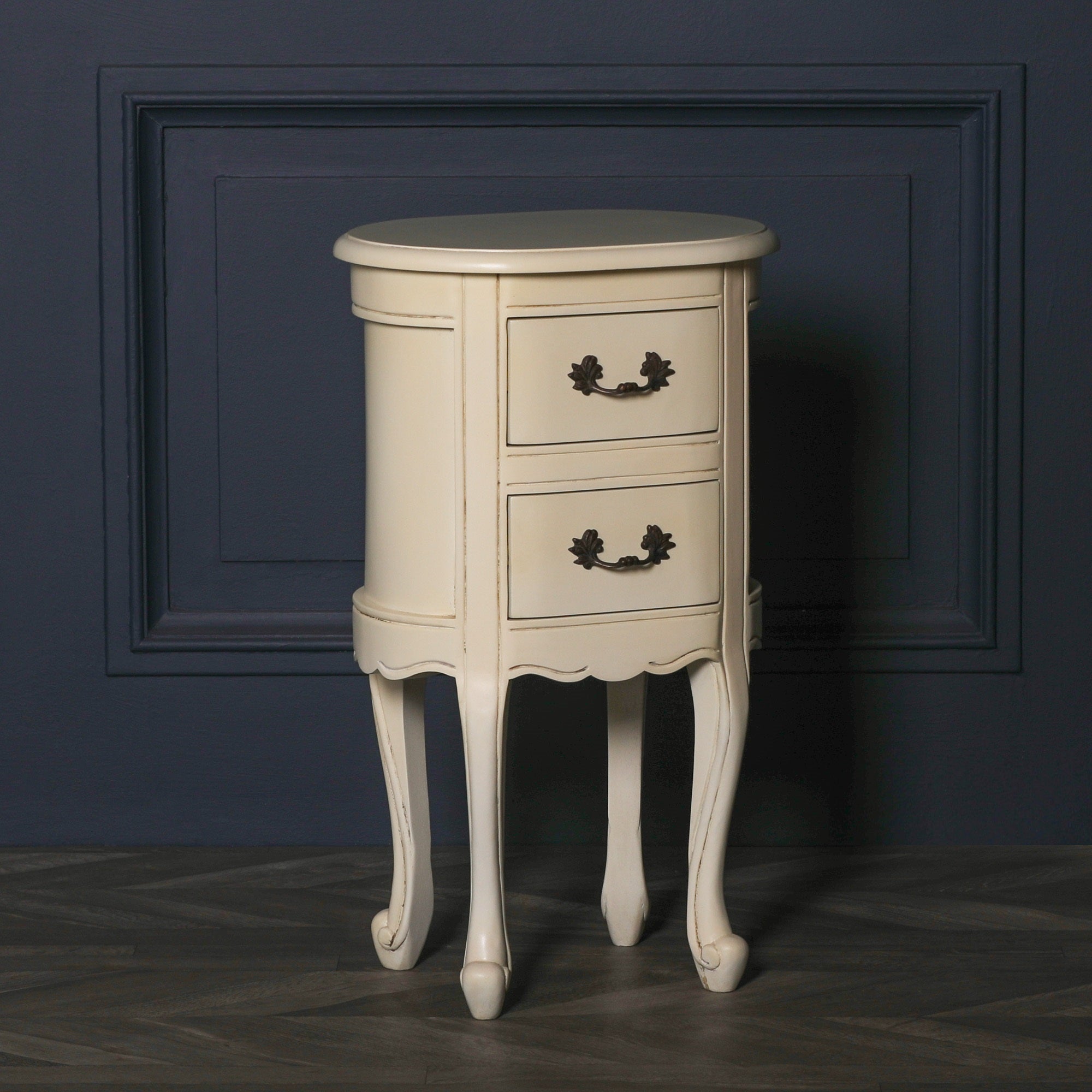 Aged Ivory Oval Side Table